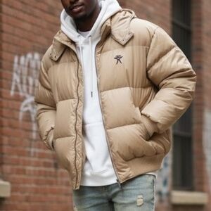 Artful Dodger Hooded Down Puffer Jacket - Men's 3XL - NWT Champagne/Sand/ Beige